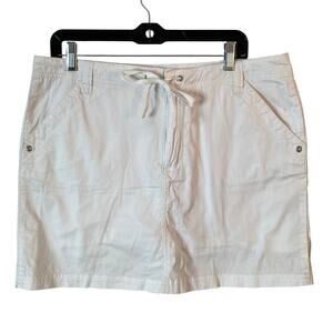 French Cuff White Mini Skort Women’s Size 12 Stretch Casual Summer Zip Front